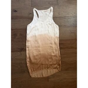 Bordeaux Women White Tan Ombre Racerback V-Neck High-Low Tank Dress Small